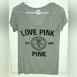 Victoria’s Secret PINK “Love” Gray T-Shirt/Sz S